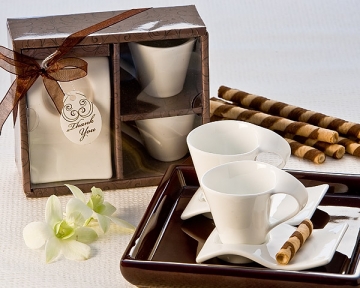 "Swish" Cup & Biscotti Plate (SET of 2) Giftboxed