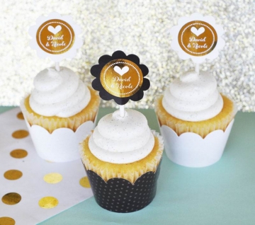 Personalized Metallic Foil Cupcake Wrappers & Toppers (SET/24)