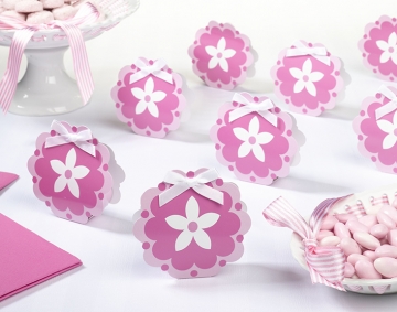 Pink Flower Favor Boxes Set/12