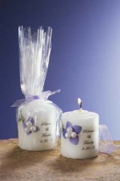Hydrangea Pearl Blue Pers. Floral Candle Giftwrapped