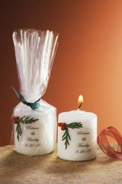 Christmas Hollyberry Pers. Floral Candle Wrapped