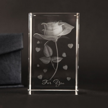 "Special Rose" A Rose For You Crystal Paperweight