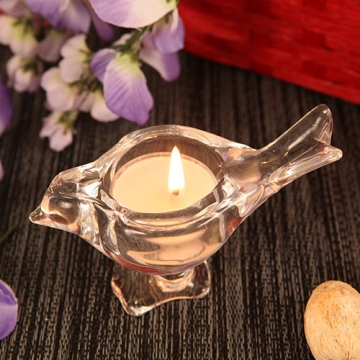 "Love Bird" Shaped Crystal-like Glass Candle Holder Boxed