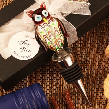 "Wise Owl" Arte Murano Stopper Giftboxed
