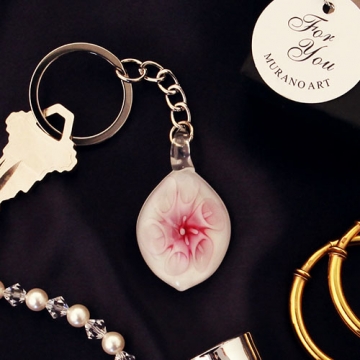 "Pink Lily" Arte Murano Glass Keychain Boxed