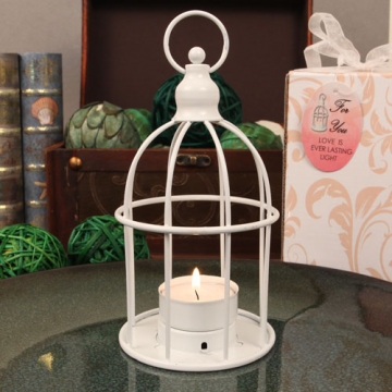 "Love in a Cage" White Bird Cage Lantern & Tealight