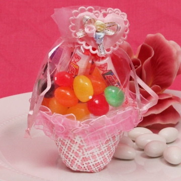"Lovely Basket" Pink Basket Favor