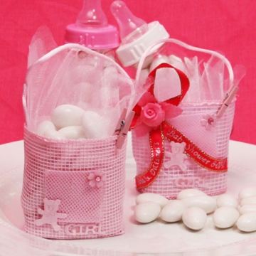 "Baby Tote Bag" Pink Favor Bag