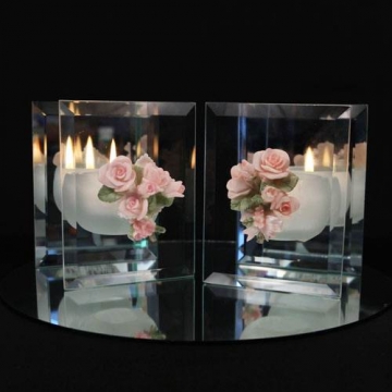 "Bouquet of Roses" Mirrored Glass Candle Boxes (Assorted)