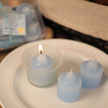 "Special Vow" 3 Blue Candles with Frosted Glass Cup GiftBoxed