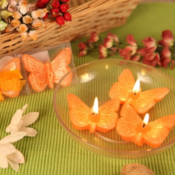 "Spring Cheer" Orange Butterfly Candle Set/3 Giftboxed