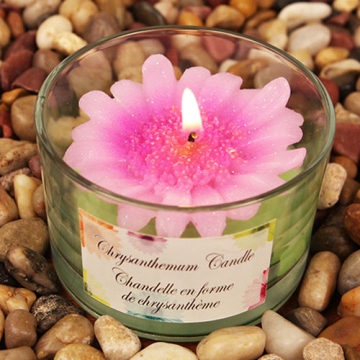 Colorful Chrysanthemums Pink Colored Flower Shaped Scented Candle