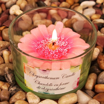 "Colorful Chrysanthemums" Pink Colored Flower Shape Scented Candle