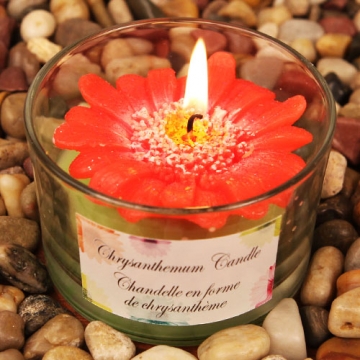 "Colorful Chrysanthemums" Red Colored Flower Shape Scented Candle