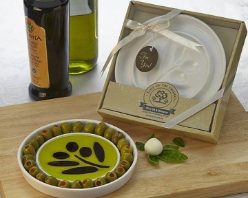 "Taste of the Orchard" Oil-Vinegar Dipping & Appetizer Plate Boxed